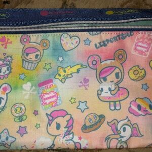 Lesportsac x Tokidoki zipper pouch with SANDy keychain donutella